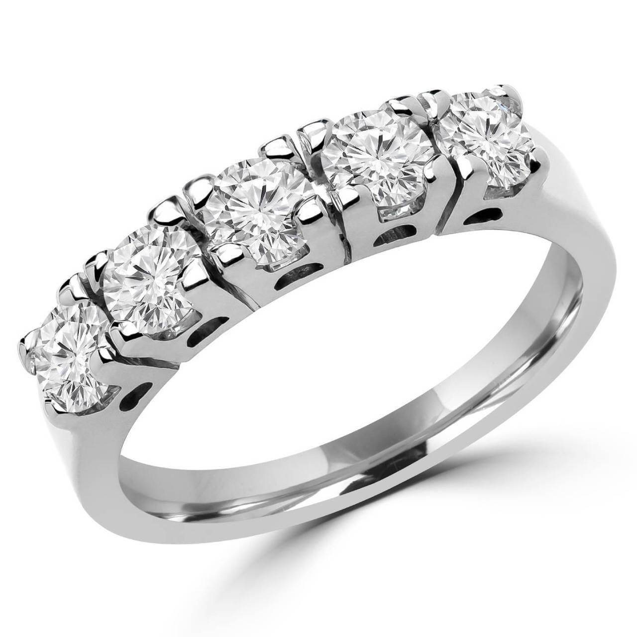 1.25 Ct Five Stone Diamond Half Eternity Wedding Band - Half Eternity Band-harrychadent.ca