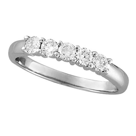 Five Stone Diamond Half Eternity Band 0.50 Carats 14K White Gold - Half Eternity Band-harrychadent.ca