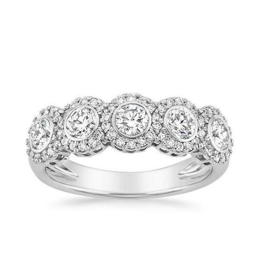 Round Cut 3.10 Carats Diamond Wedding Band 14K White Gold - Half Eternity Band-harrychadent.ca