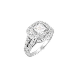 2.32 Ct Princess Center Diamond Halo Wedding Anniversary Ring