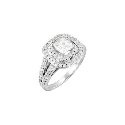 2.33 Ct Princess Center Diamond Halo Wedding Anniversary Ring - Halo Ring-harrychadent.ca