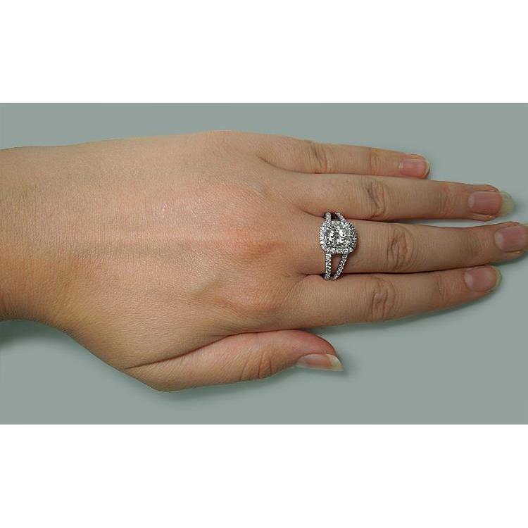 3.50 Carats Cushion Diamond Solitaire Ring Split Shank Jewelry New - Halo Ring-harrychadent.ca