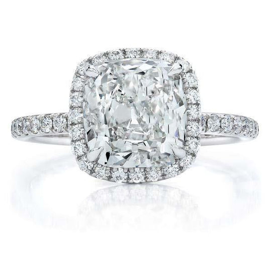 3.80 Carats Diamond Engagement Ring Halo Gold White 14K - Halo Ring-harrychadent.ca