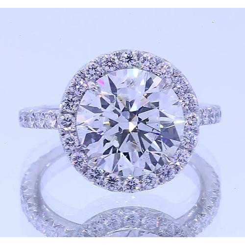 4.50 Carats Round Diamond Anniversary Ring Halo Setting - Halo Ring-harrychadent.ca