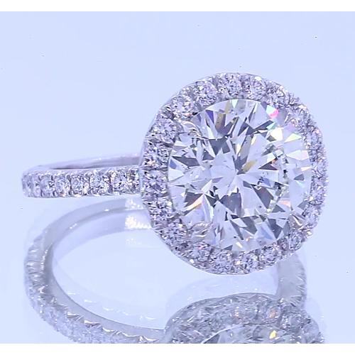 4.50 Carats Round Diamond Anniversary Ring Halo Setting - Halo Ring-harrychadent.ca