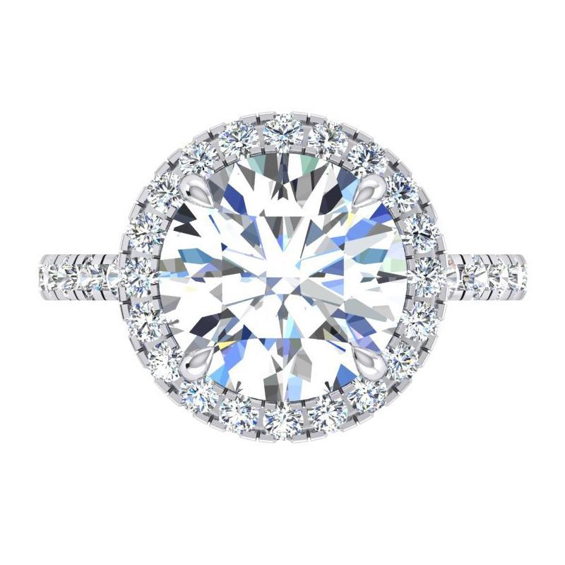 4.50 Carats Round Diamond Anniversary Ring Halo Setting - Halo Ring-harrychadent.ca