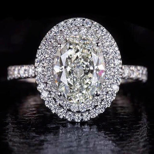 4 Ct Oval Double Halo Ring White Gold Jewelry - Halo Ring-harrychadent.ca