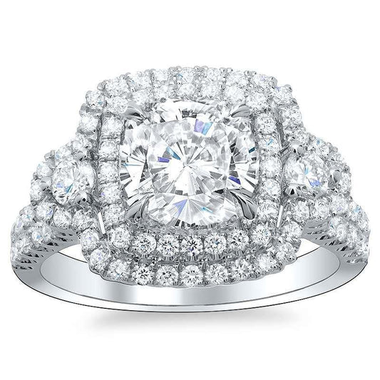 Cushion & Round Cut Gorgeous Halo Diamond Wedding Ring 6.40 Ct - Halo Ring-harrychadent.ca