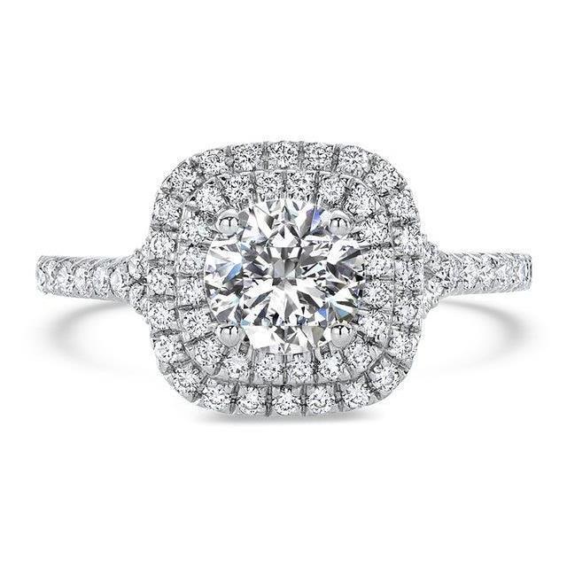 Double Halo Diamond Engagement Ring 3 Carats - Halo Ring-harrychadent.ca