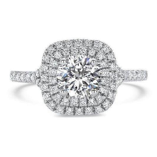 Double Halo Diamond Engagement Ring 3 Carats - Halo Ring-harrychadent.ca