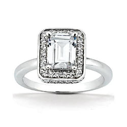 Emerald Halo Diamond Wedding Ring 2.20 Ct.
