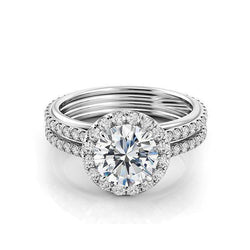 Halo 5.20 Carats Natural Earth Mined Diamond Ring White Gold 14K
