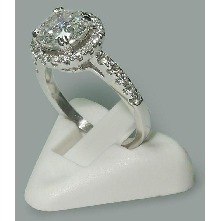 Round Engagement Ring Solitaire 2.72 Carats White Gold 14K - Halo Ring-harrychadent.ca