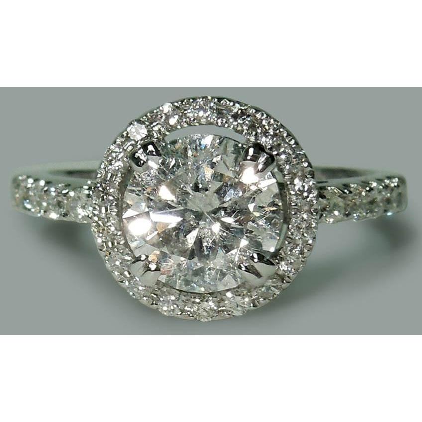 Round Engagement Ring Solitaire 2.72 Carats White Gold 14K - Halo Ring-harrychadent.ca