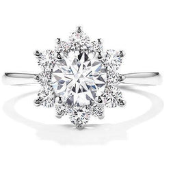 Sparkling Natural Earth Mined Diamond Halo Engagement Ring 2.90 Carats White Gold 14K