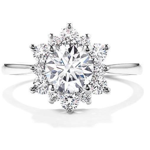 Sparkling Diamond Halo Engagement Ring 2.90 Carats White Gold 14K - Halo Ring-harrychadent.ca