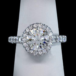 Sparkling Round Natural Earth Mined Diamond 3.01 Ct. Ring Halo Setting New