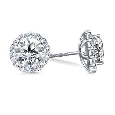 1.30 Carats Round Halo Diamond Stud Earring White Gold Jewelry New - Halo Stud Earrings-harrychadent.ca