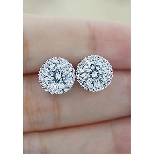 1.35 Ct Round Halo Diamond Stud Earring Lady Jewelry - Halo Stud Earrings-harrychadent.ca