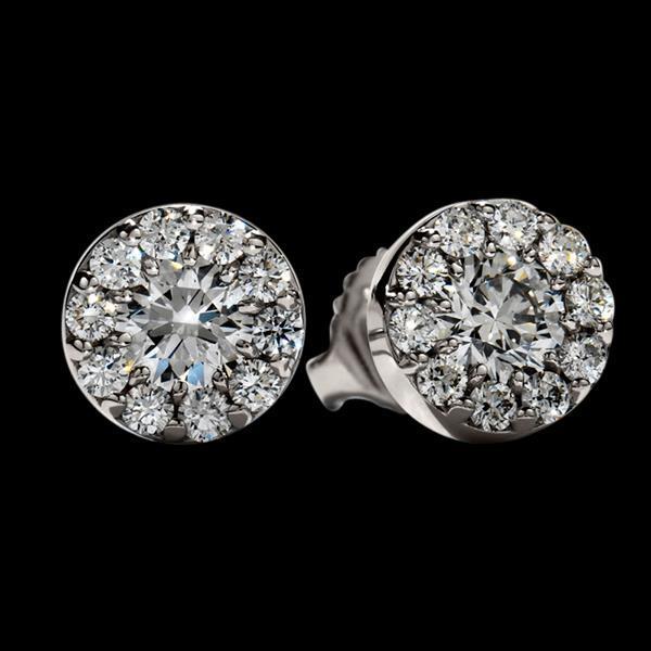 2.90 Carat Diamond Studs Earrings Halo White Gold - Halo Stud Earrings-harrychadent.ca
