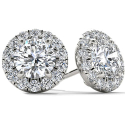 5 Ct Ladies Halo Round Cut Natural Earth Mined Diamonds Stud Earrings