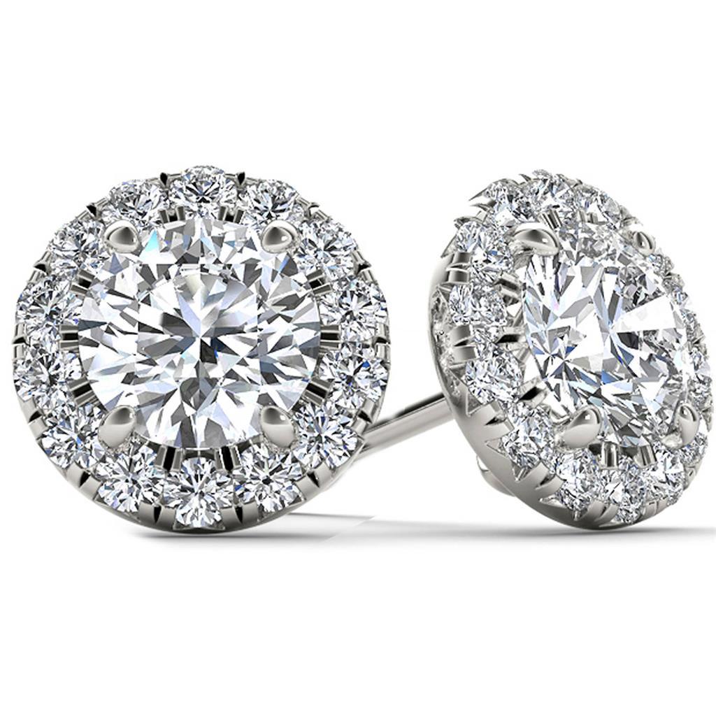 5 Ct Ladies Halo Round Cut Diamonds Stud Earrings - Halo Stud Earrings-harrychadent.ca