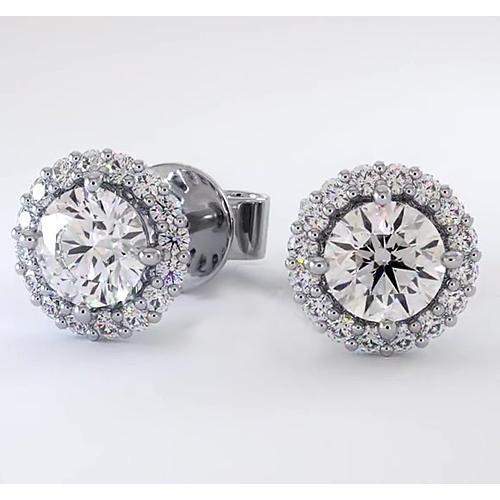 Halo Diamond Stud Earrings 2.32 Carats - Halo Stud Earrings-harrychadent.ca