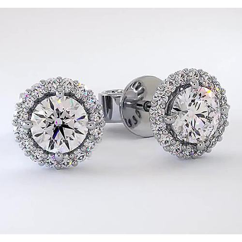 Halo Diamond Stud Earrings 2.32 Carats - Halo Stud Earrings-harrychadent.ca