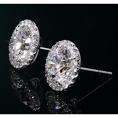 Halo Diamond Studs 2 Carats White Gold - Halo Stud Earrings-harrychadent.ca