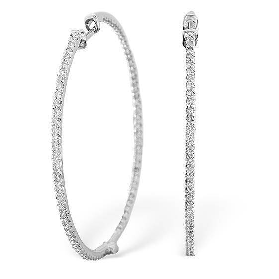 1.5 Ct Round Brilliant Diamond Hoop Earring 14K White Gold - Hoop Earrings-harrychadent.ca