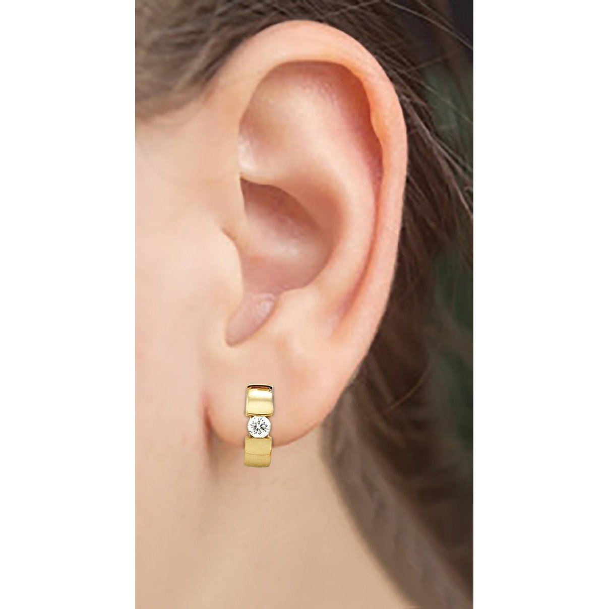 1 Carat Hinged Diamond Solitaire Hoop Earrings Huggies - Hoop Earrings-harrychadent.ca