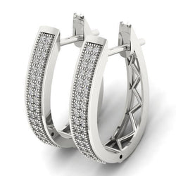 14K White Gold F Vvs1 3.40 Ct Round Cut Real Diamonds Ladies Hoop Earrings