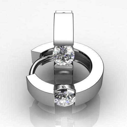 2 Carats Channel Set Solitaire Diamond Hoop Earring White Gold - Hoop Earrings-harrychadent.ca