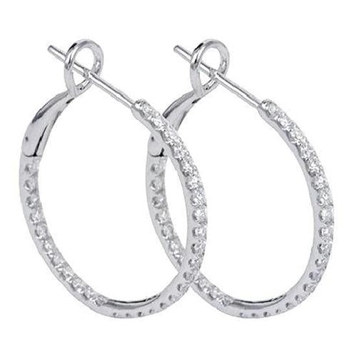 4.20 Carats Round Cut Sparkling Diamonds Women Hoop Earrings Gold 14K - Hoop Earrings-harrychadent.ca