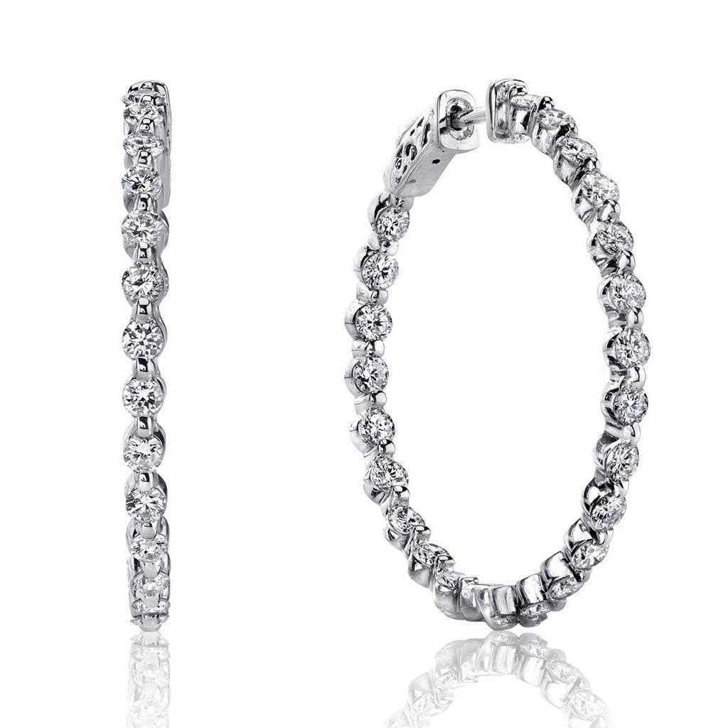 4.60 Ct Round Brilliant Cut Diamonds Ladies Hoop Earrings White Gold - Hoop Earrings-harrychadent.ca