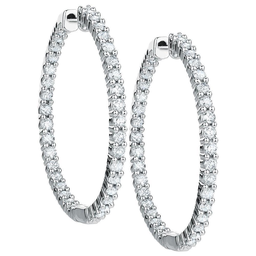 5.00 Carats Round Cut Diamonds Lady Hoop Earrings 14K White Gold - Hoop Earrings-harrychadent.ca