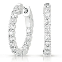 5.5 Carats Round Brilliant Real Natural Earth Mined Diamond Hoop Ladies Earring White Gold