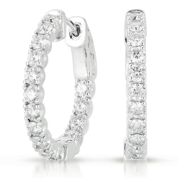 5.5 Carats Round Brilliant  Diamond Hoop Ladies Earring White Gold - Hoop Earrings-harrychadent.ca