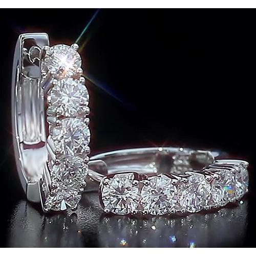 Hoop Style Earrings Round Diamond White Gold 14K - Hoop Earrings-harrychadent.ca