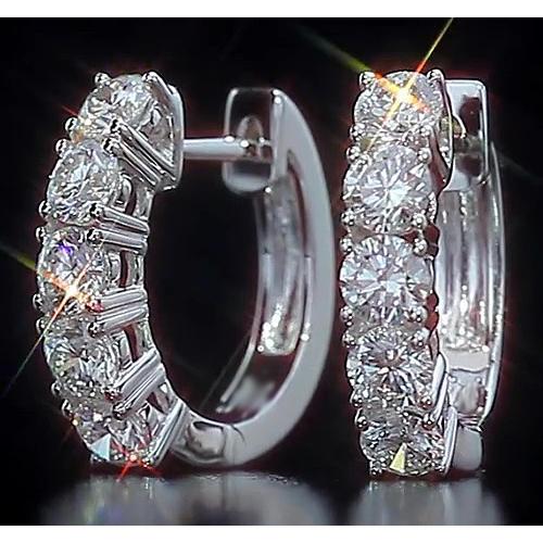 Round Diamond Hoop Earring 2 Carats Jewelry Vs1 F - Hoop Earrings-harrychadent.ca