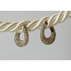 Round Genuine Natural Earth Mined Diamond Hoop Earrings 1 Carat G/H Si White Gold Finish