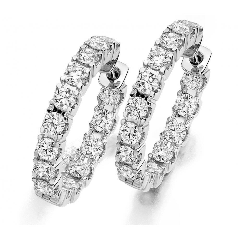 Sparkling 5.70 Carats Diamonds Women Hoop Earrings 14K Gold White - Hoop Earrings-harrychadent.ca