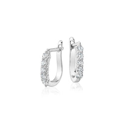 White Gold 14K Ladies Hoop Earrings 2 Ct Round Brilliant Cut Diamonds