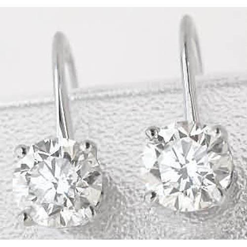 Beautiful Round Diamond Lever Back Earring White Gold 14K 1.5 Carats - Leverback Earrings-harrychadent.ca