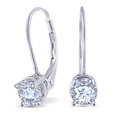 Women Prong Set Round Diamond Lever back Earring 2 Ct. White Gold 14K - Leverback Earrings-harrychadent.ca