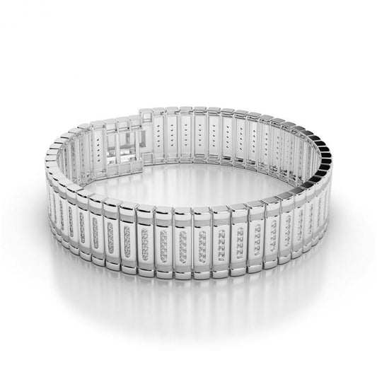 10 Carats Men's Bracelet Sparkling Small Diamonds White Gold 14K - Mens Bracelet-harrychadent.ca