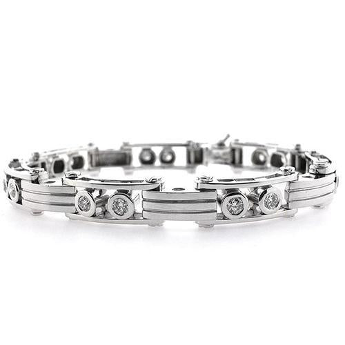 Diamond Men Bracelet Natural Round Cut  White Gold Jewelry 3 Ct - Mens Bracelet-harrychadent.ca