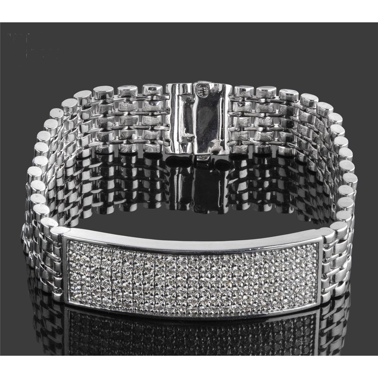 Natural Round Cut Diamond Men Bracelet White Gold 14K 9 Carats - Mens Bracelet-harrychadent.ca