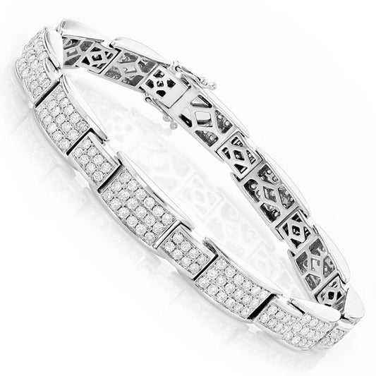 White Gold 14K Brilliant Cut 9.85 Ct Diamonds Men's Link Bracelet - Mens Bracelet-harrychadent.ca
