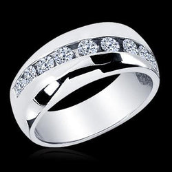 1.25 Ct Round Cut Natural Earth Mined Diamond Mens Wedding Band Ring14K White Gold
